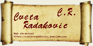 Cveta Radaković vizit kartica